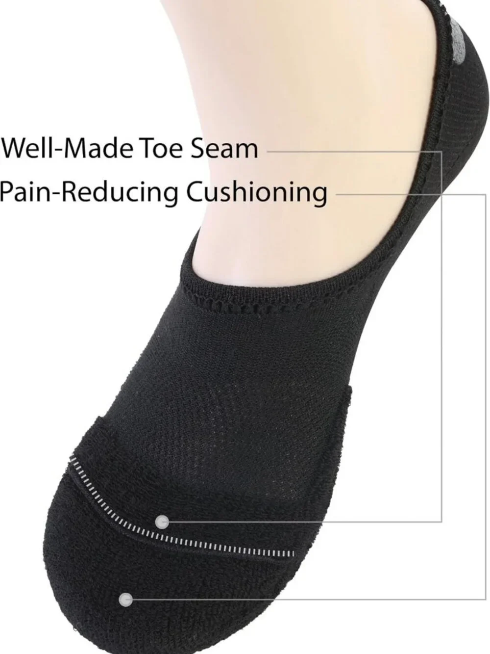 Comfortable No Show Socks with Wide Toe Box for Bunion Relief - Unisex Sizes
